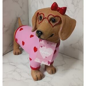 Valentine's Day Large Dachshund/Dog Resin Statue - NEW